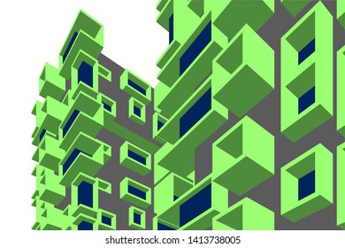 architecture building 3d, vector illustration