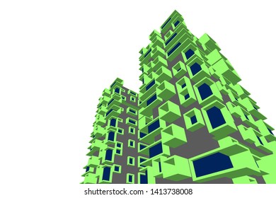 architecture building 3d, vector illustration
