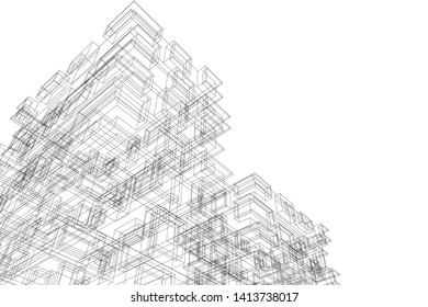 architecture building 3d, vector illustration