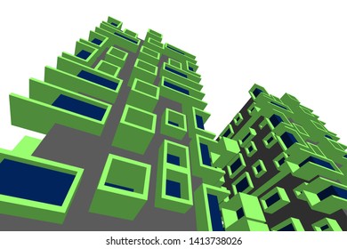 architecture building 3d, vector illustration