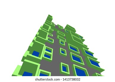 architecture building 3d, vector illustration