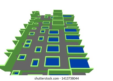 architecture building 3d, vector illustration