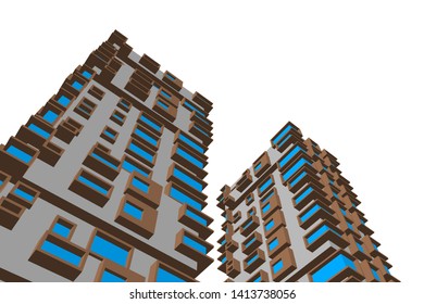 architecture building 3d, vector illustration