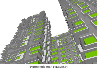 architecture building 3d, vector illustration