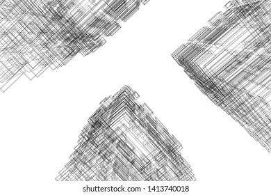 architecture building 3d, vector illustration