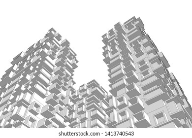 architecture building 3d, vector illustration
