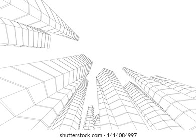 architecture building 3d, vector illustration
