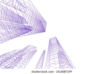 architecture building 3d, vector illustration