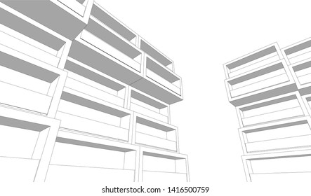 architecture building 3d vector illustration