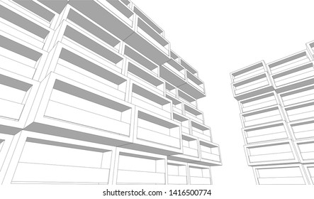 architecture building 3d vector illustration