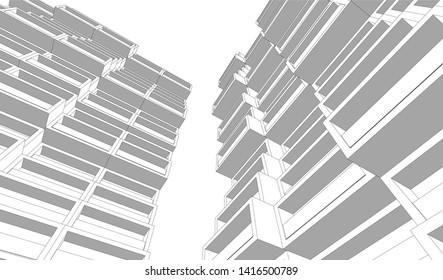 architecture building 3d vector illustration