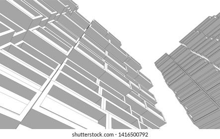 architecture building 3d vector illustration