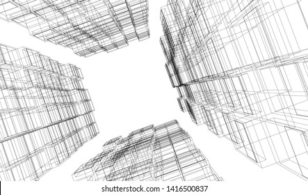 architecture building 3d vector illustration