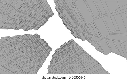 architecture building 3d vector illustration