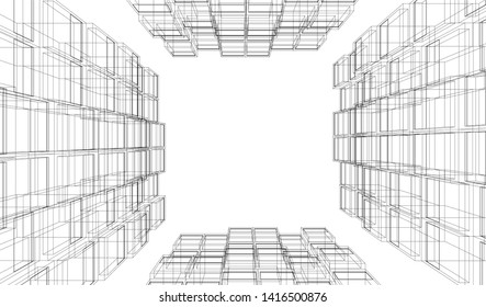 architecture building 3d vector illustration