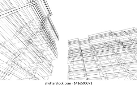 architecture building 3d vector illustration