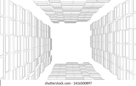architecture building 3d vector illustration