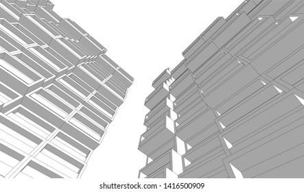 architecture building 3d vector illustration