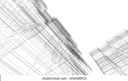 architecture building 3d vector illustration