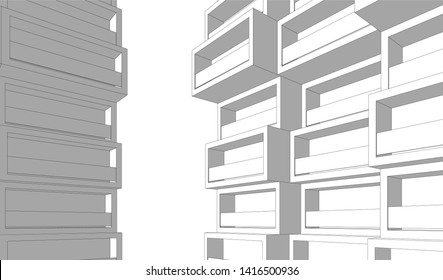 architecture building 3d vector illustration