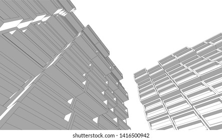 architecture building 3d vector illustration