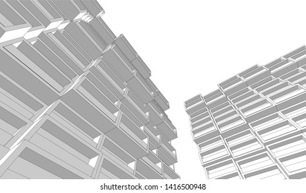 architecture building 3d vector illustration