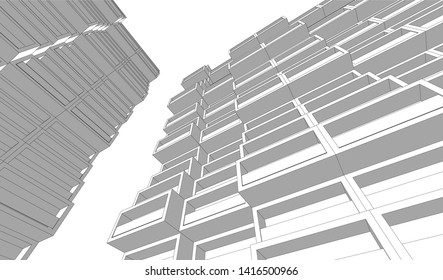 architecture building 3d vector illustration