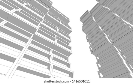 architecture building 3d vector illustration