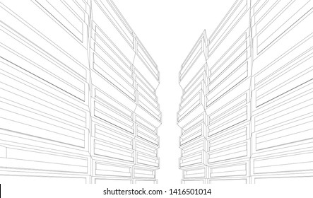 architecture building 3d vector illustration