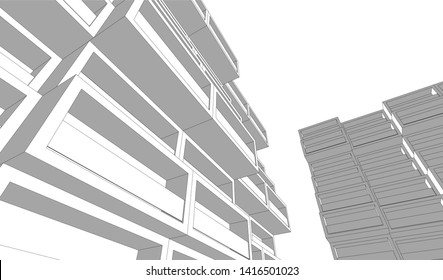 architecture building 3d vector illustration