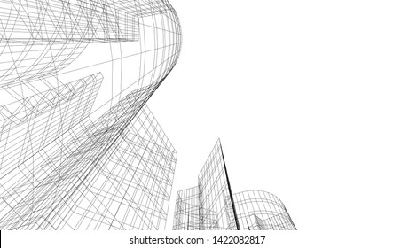 architecture building 3d vector illustration