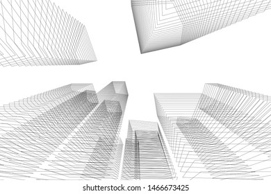 architecture building 3d vector illustration