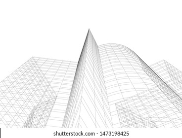 architecture building 3d vector illustration