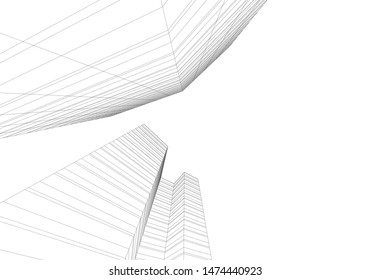 architecture building 3d vector illustration