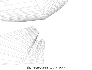 architecture building 3d vector illustration