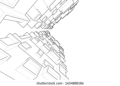 arquitectura construir ilustración vectorial 3d 