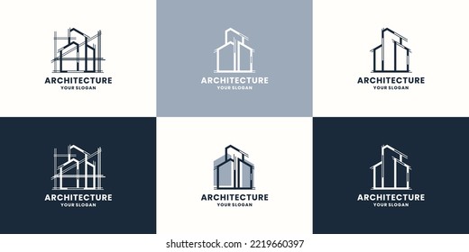 arquitectura, construcción, colecciones de diseño de logotipos de arquitectos