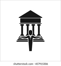 Architecture building with architect sign simple icon on background