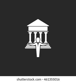 Architecture building with architect sign simple icon on background