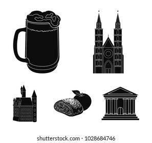 Architecture, building, cathedral, and other web icon in black style.Germany, history, cooking, icons in set collection.