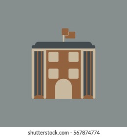 Architecture building and columns with flag