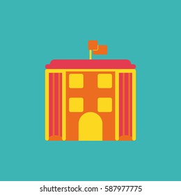 Architecture building and columns with flag