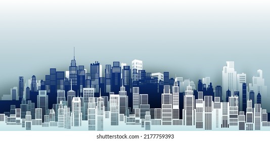 Architecture building concept design for modern city illustration cityscape, skyline, skyscraper, perspective. Vector silhouette  structure. Vector illustration graphic concept for your design.