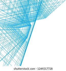 architecture building construction 3d illustration