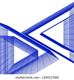 architecture building construction 3d illustration