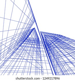architecture building construction 3d illustration