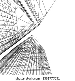architecture building construction 3d illustration