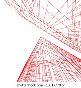 architecture building construction 3d illustration
