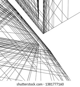 architecture building construction 3d illustration