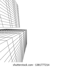 architecture building construction 3d illustration